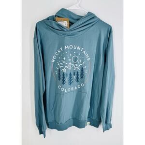 Uluru Hooded Tee Shirt Rocky Mountains Colorado New Unisex Medium Hiking Blue